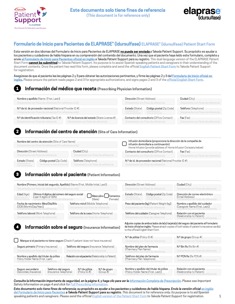 Formulario de Inicio de ELAPRASE (ESPAÑOL)